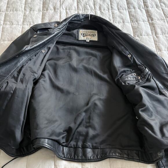 Open Road Leather Motorcycle Jacket Black Lace Side XL Biker Moto Baddie - Picture 6 of 8